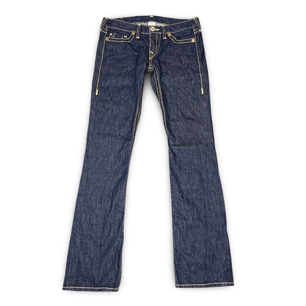 Vintage True Religion Low Rise Flare Bootcut Jeans Womens 30 Dark Wash Y2K USA